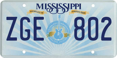 MS license plate ZGE802