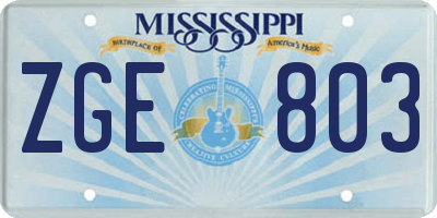 MS license plate ZGE803