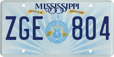 MS license plate ZGE804