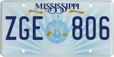 MS license plate ZGE806