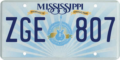 MS license plate ZGE807