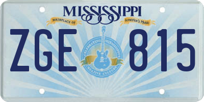 MS license plate ZGE815