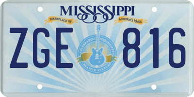 MS license plate ZGE816