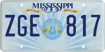 MS license plate ZGE817