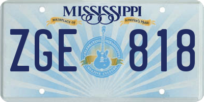 MS license plate ZGE818