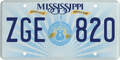 MS license plate ZGE820