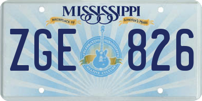 MS license plate ZGE826