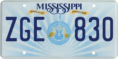 MS license plate ZGE830