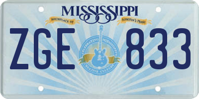 MS license plate ZGE833