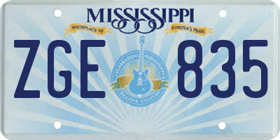 MS license plate ZGE835