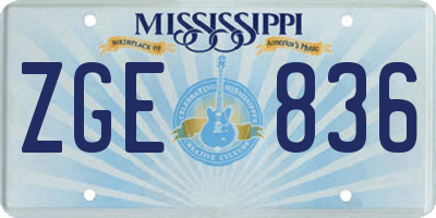 MS license plate ZGE836