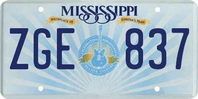 MS license plate ZGE837