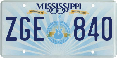 MS license plate ZGE840