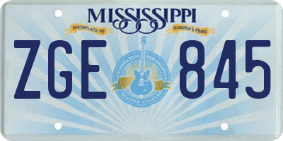 MS license plate ZGE845