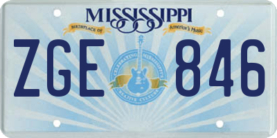 MS license plate ZGE846