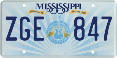 MS license plate ZGE847