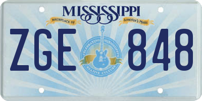MS license plate ZGE848