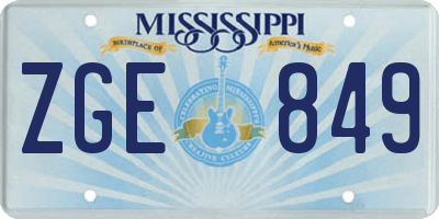 MS license plate ZGE849