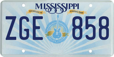 MS license plate ZGE858