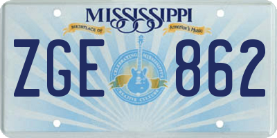 MS license plate ZGE862