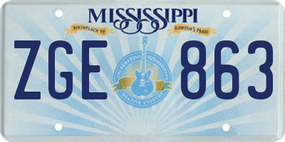 MS license plate ZGE863