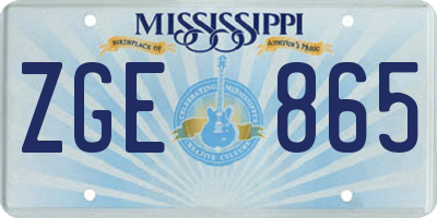 MS license plate ZGE865