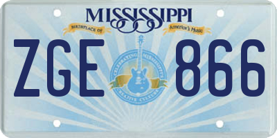 MS license plate ZGE866