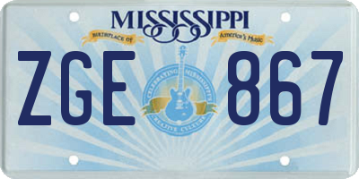 MS license plate ZGE867