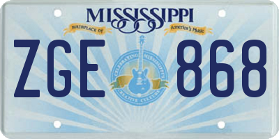 MS license plate ZGE868