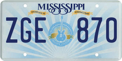 MS license plate ZGE870