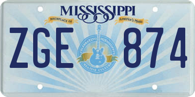 MS license plate ZGE874