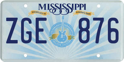 MS license plate ZGE876