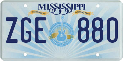 MS license plate ZGE880