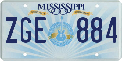 MS license plate ZGE884