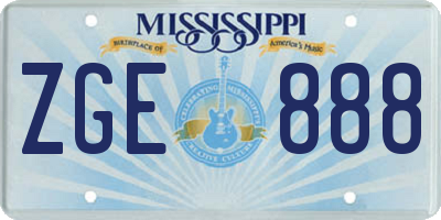 MS license plate ZGE888