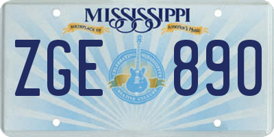 MS license plate ZGE890