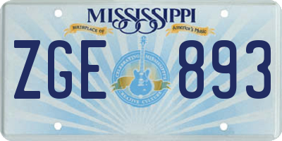 MS license plate ZGE893
