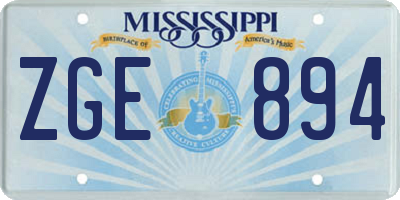 MS license plate ZGE894