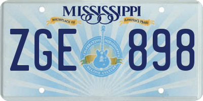 MS license plate ZGE898