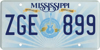 MS license plate ZGE899