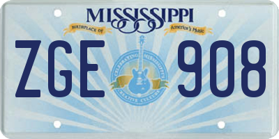 MS license plate ZGE908