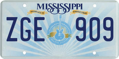 MS license plate ZGE909