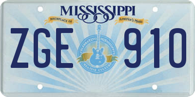 MS license plate ZGE910