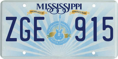 MS license plate ZGE915