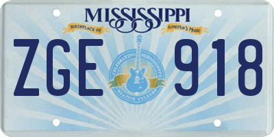 MS license plate ZGE918