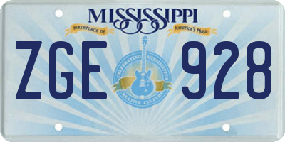 MS license plate ZGE928