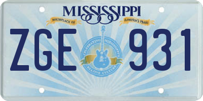 MS license plate ZGE931