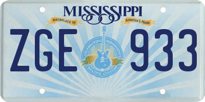 MS license plate ZGE933