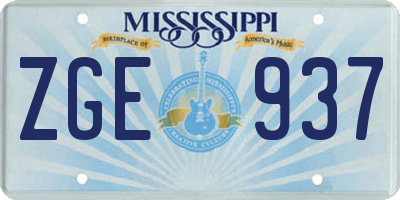 MS license plate ZGE937