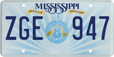 MS license plate ZGE947